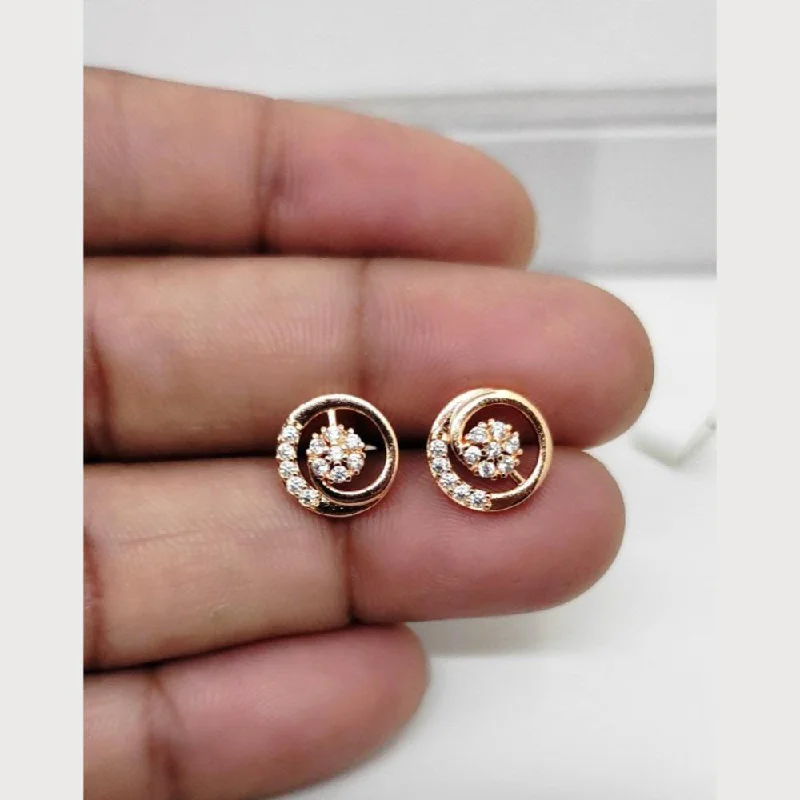 Aamrapali Rose Gold Plated Austrian Stone Stud Earrings