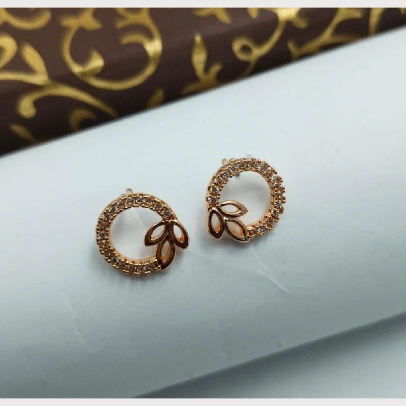 Aamrapali Rose Gold Plated Austrian Stone Stud Earrings