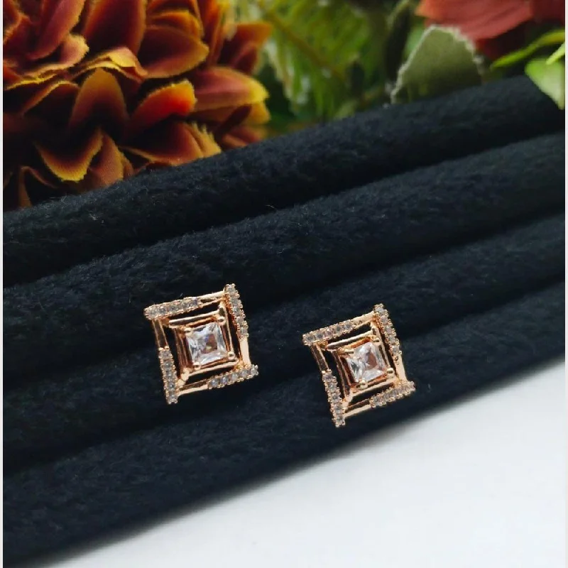 Aamrapali Rose Gold Plated Austrian Stone Stud Earrings