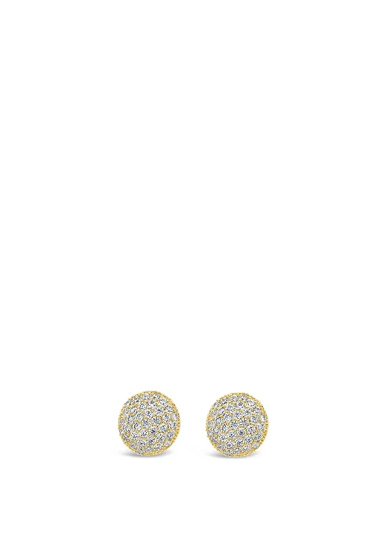 Absolute Gold Circular Diamante Stud Earrings, E2104GL