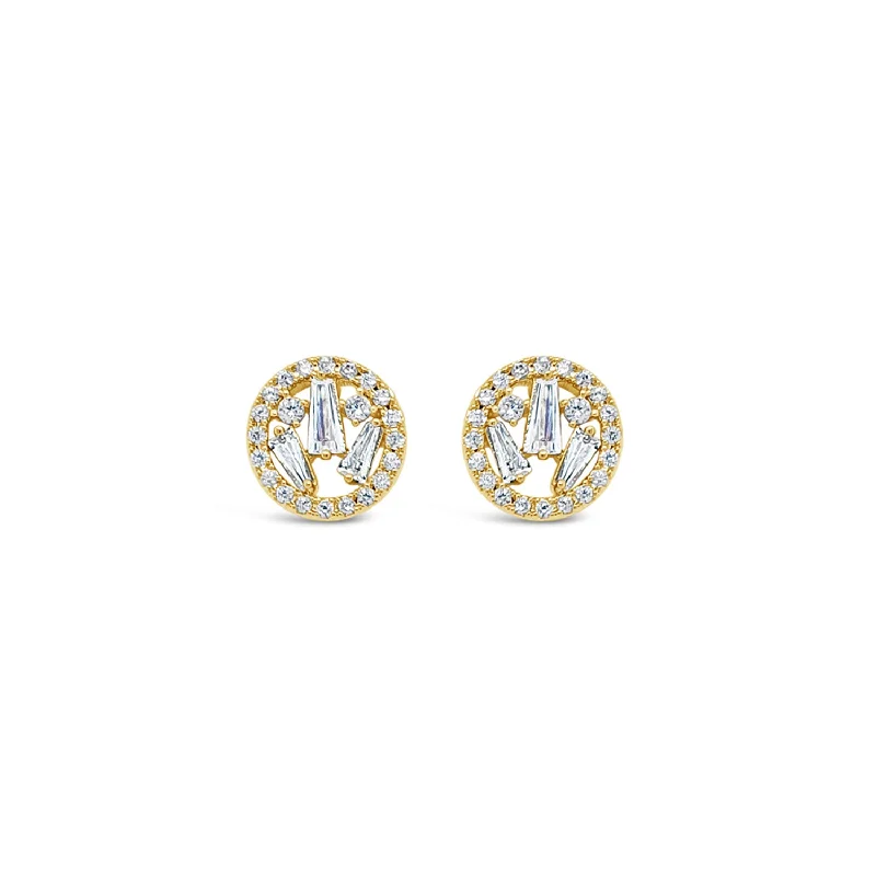 Absolute Gold Cluster Circle Stud Earrings, JE247GL