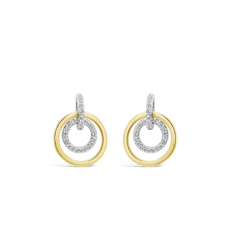 Absolute Gold Double Rings Stud Earrings, JE241GL