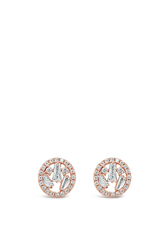 Absolute Rose Gold Cluster Circle Stud Earrings, JE247RS