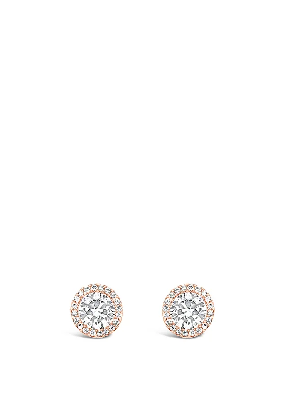 Absolute Rose Gold Diamante Stud Earrings, JE236RS