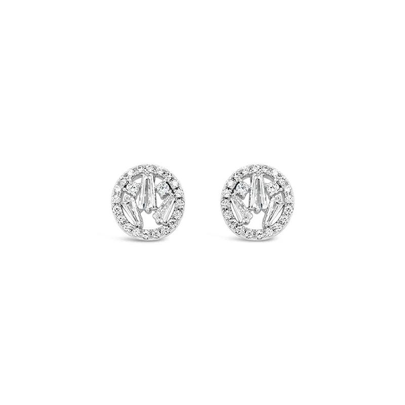 Absolute Silver Cluster Circle Stud Earrings, JE247SL