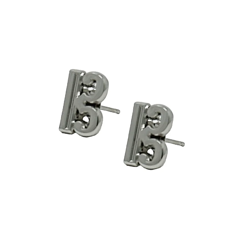 Alto Clef Stud Earrings, Silver