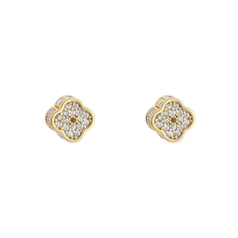 Chunky Clover CZ stud earrings 37600