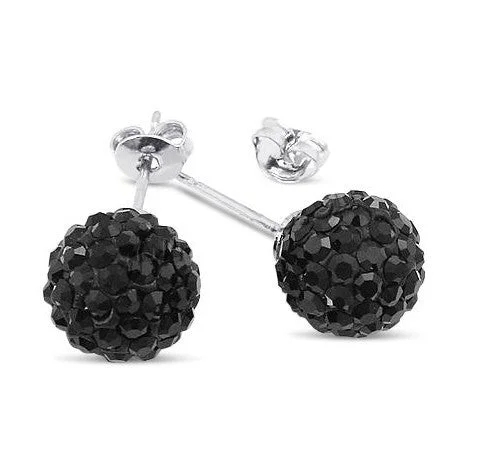 Copy of Sterling Silver 6mm each 925 Black Crystal CZ 2 Carat Total Weight Stud Earrings.