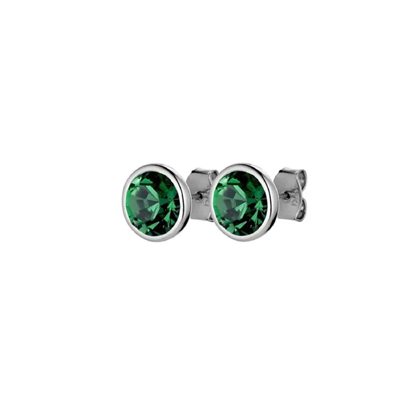 Dyrberg/Kern Dia Stud Earrings, Silver & Emerald Green