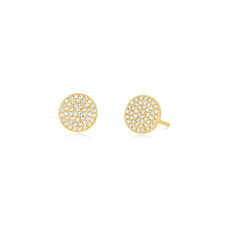 Diamond Disc Stud Earrings