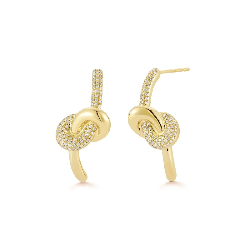 Diamond & Gold Jumbo Love Knot Stud Earrings