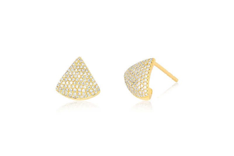 Diamond Solid Chevron Stud Earrings