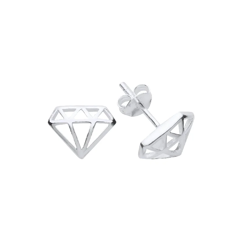 'Diamond' Stud Earrings - Sterling Silver