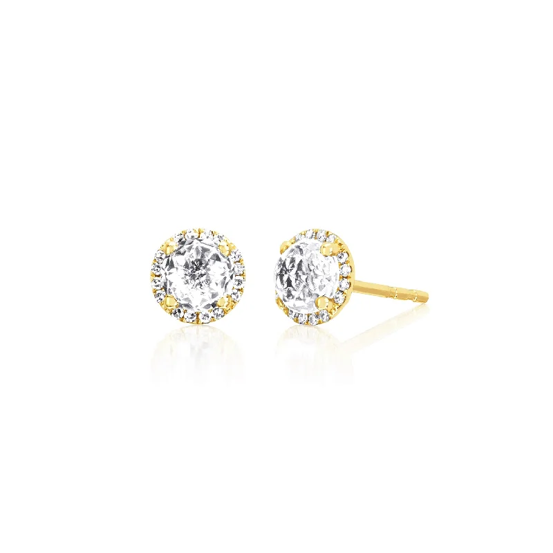 Diamond & White Quartz Stud Earrings