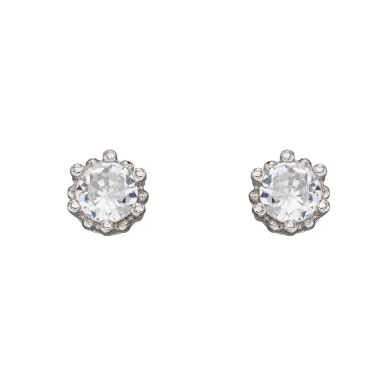 Dotted Edge Round Stud Earrings