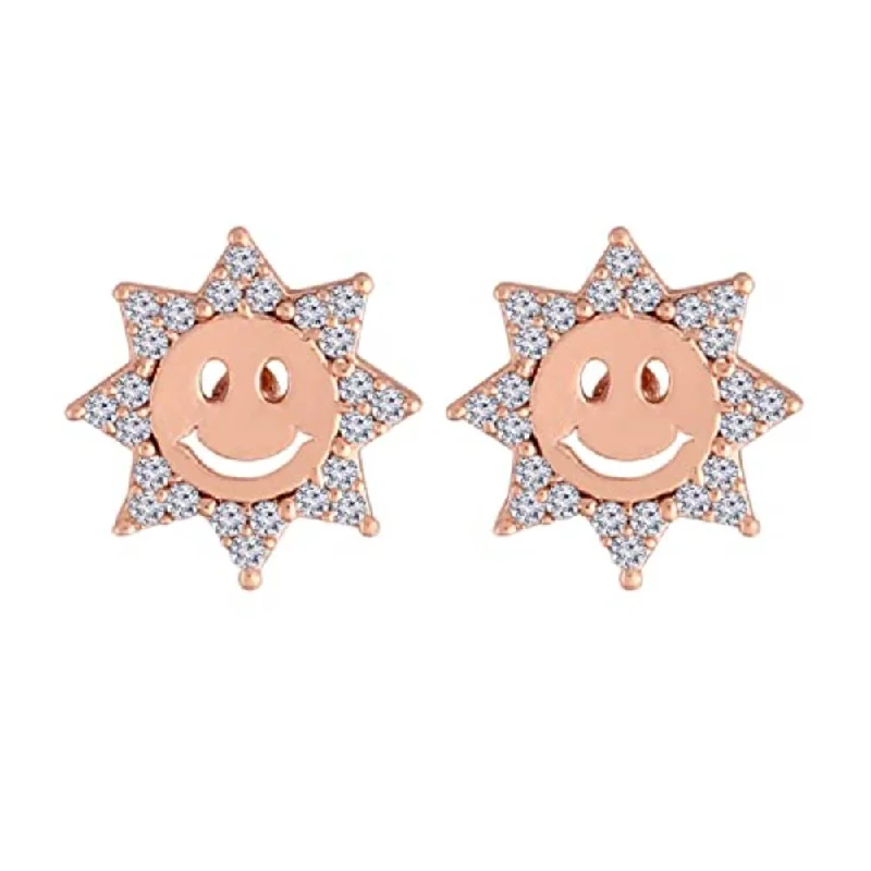 Etnico Stylish Latest Fashion Rose Gold Plated Cubic Zirconia American Diamoand Smiley Face Stud Earrings For Women/Girls (E2896)