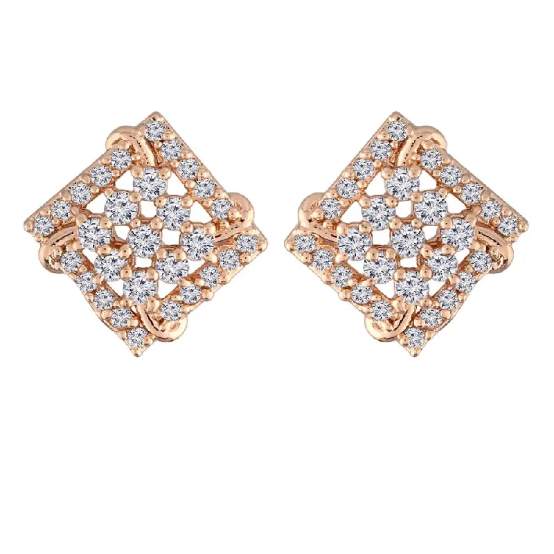 Etnico Stylish Latest Fashion Rose Gold Plated Cubic Zirconia American Diamoand Square Shape Stud Earrings For Women/Girls (E2887)