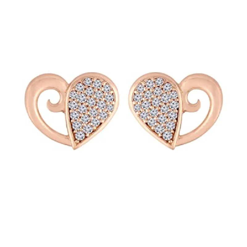 Etnico Stylish Latest Fashion Rose Gold Plated Fashion Cubic Zirconia American Diamoand Heart Shape Stud Earrings For Women/Girls (E2895)