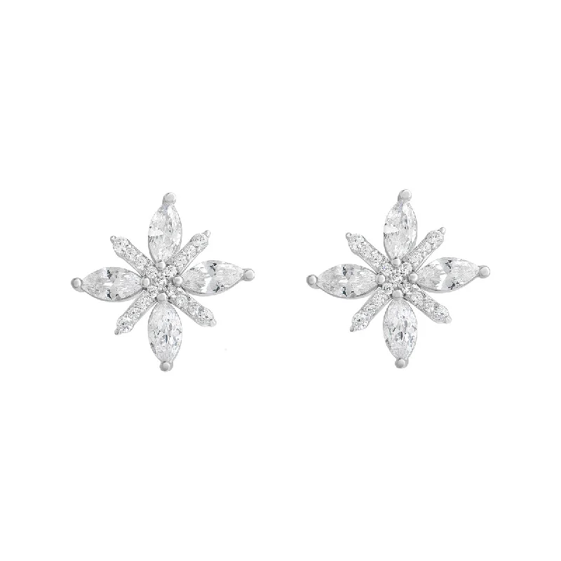 Floral CZ stud earrings 37602