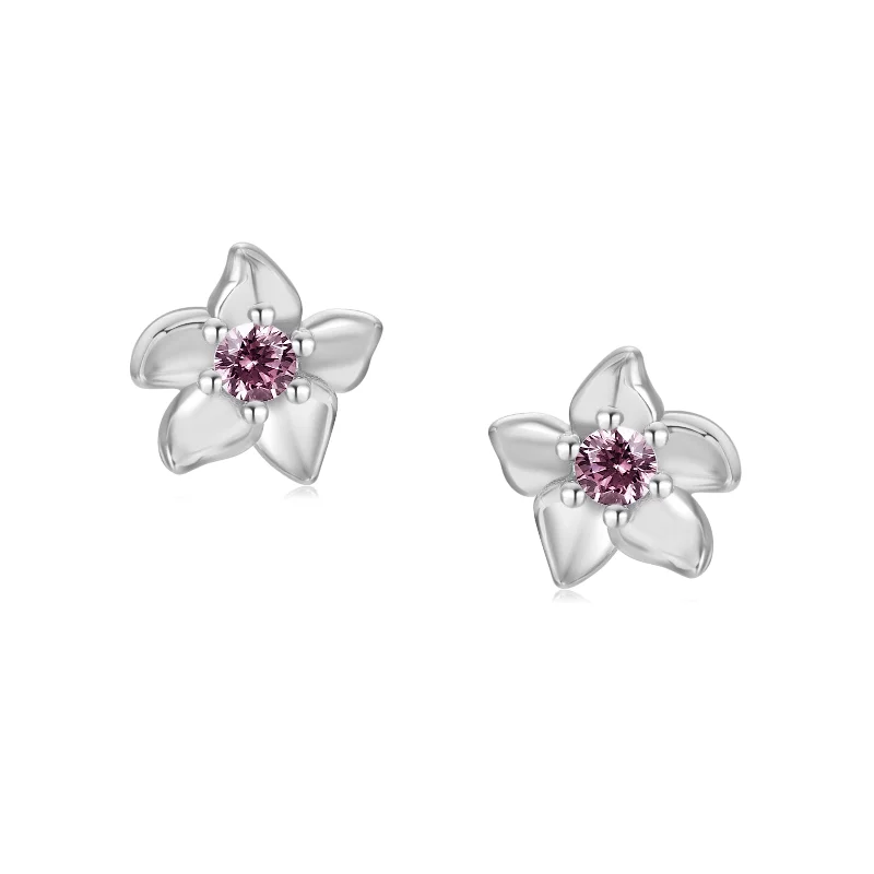 Floral Silver Stud Earrings - Iris