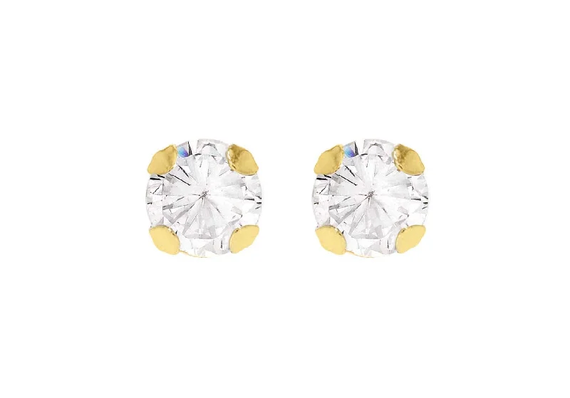 Gold 6mm CZ stud earrings 35745