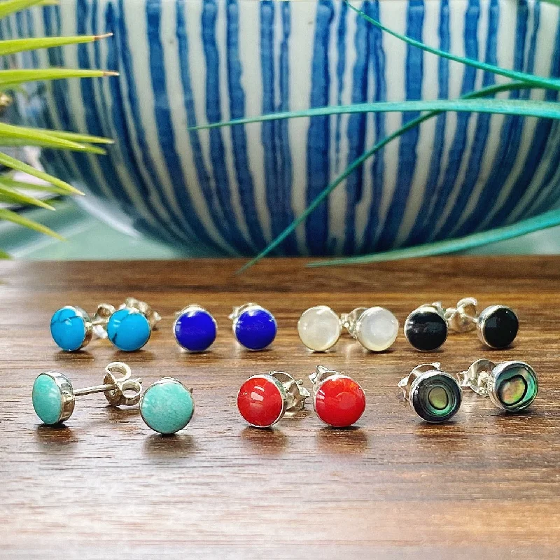 Gemstone Bezel Stud Earrings