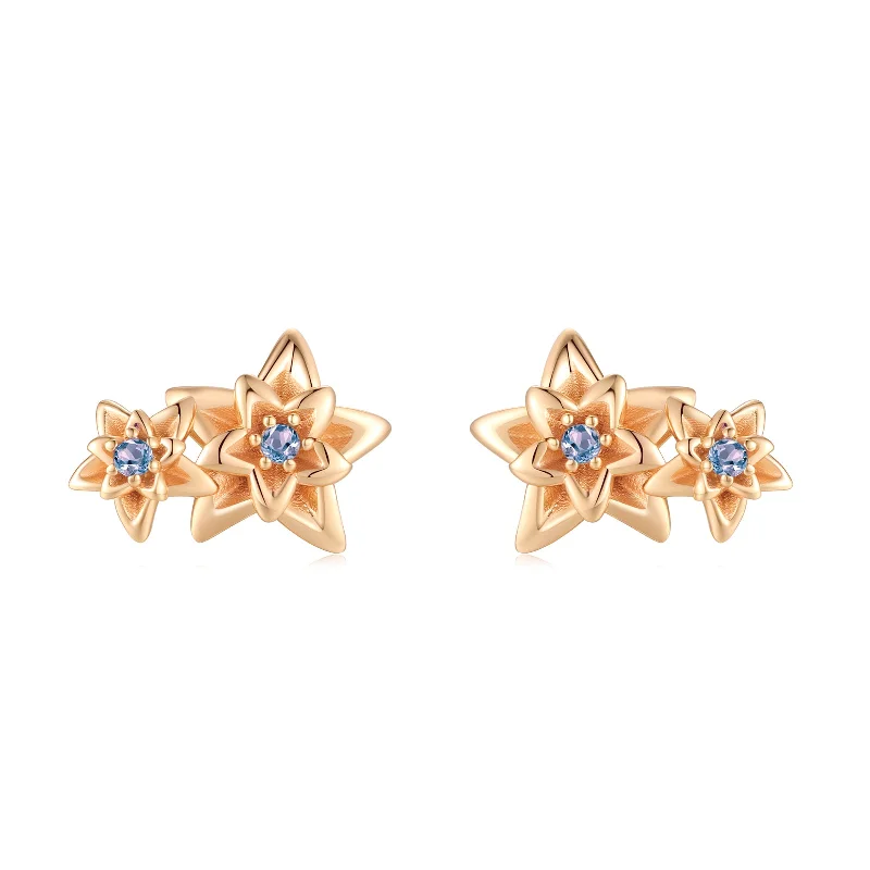 Gold Flower Stud Earrings - Poinsettia