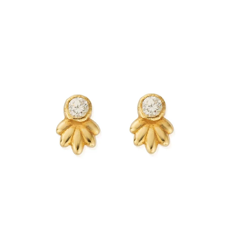 ChloBo In Bloom Glistening Flower Bud Stud Earrings, Gold