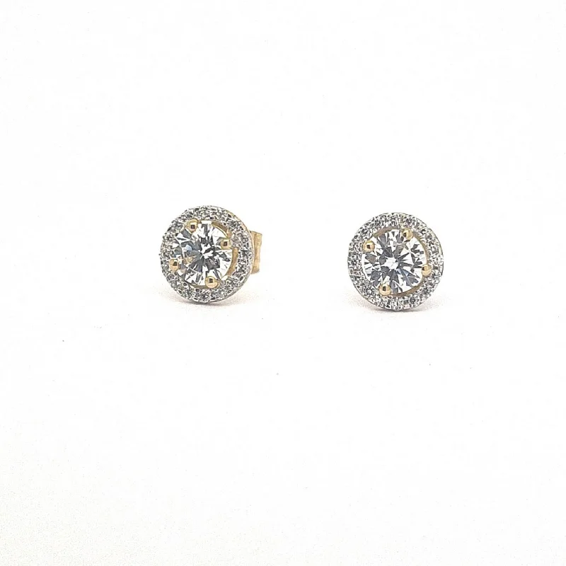 Gold Halo stud earrings 36109