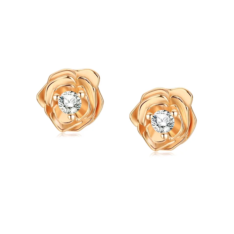 Gold Stud Earrings - Rose