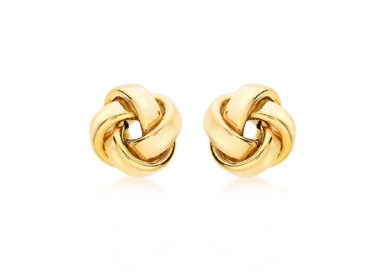 Gold tube knot stud earrings 36852