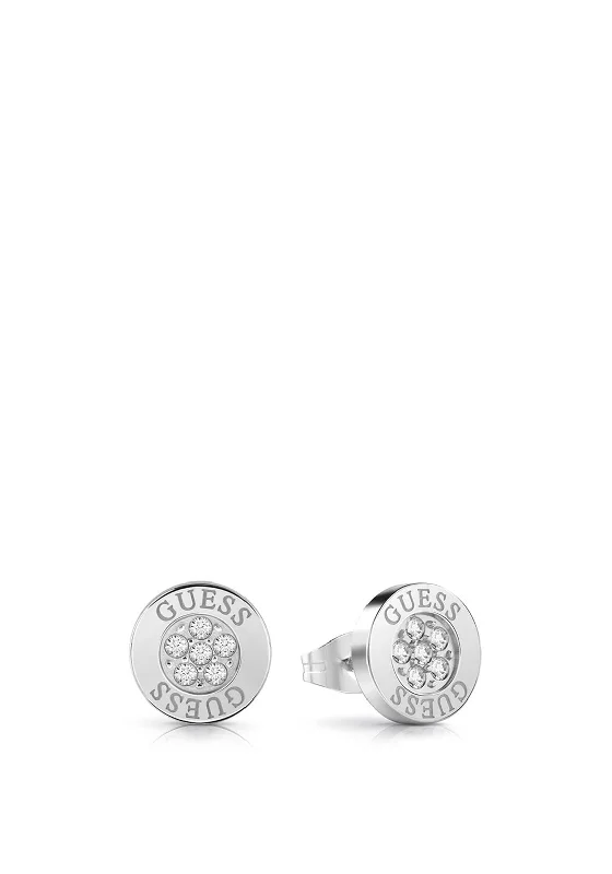 Guess Love Knot Crystal Stud Earrings, Silver