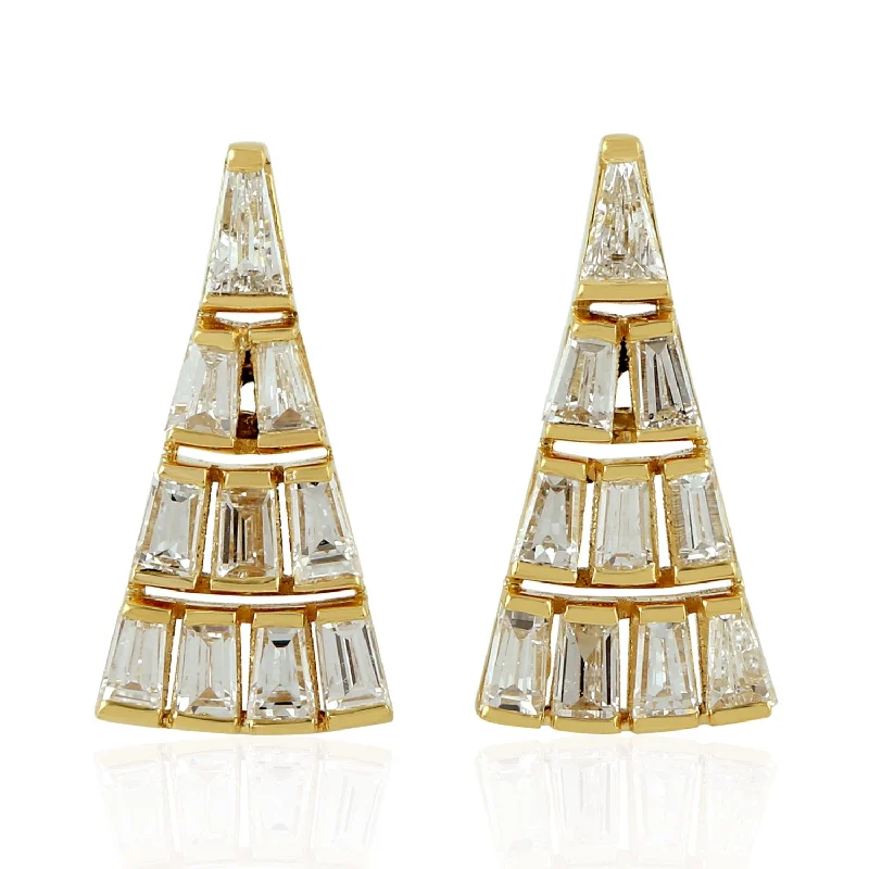 Diamond Stud Earrings 18k Yellow Gold Handmade Jewelry Gift