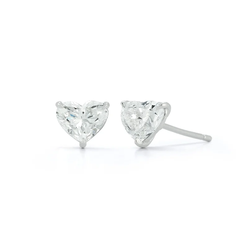 Heart Diamond Solitaire Stud Earrings