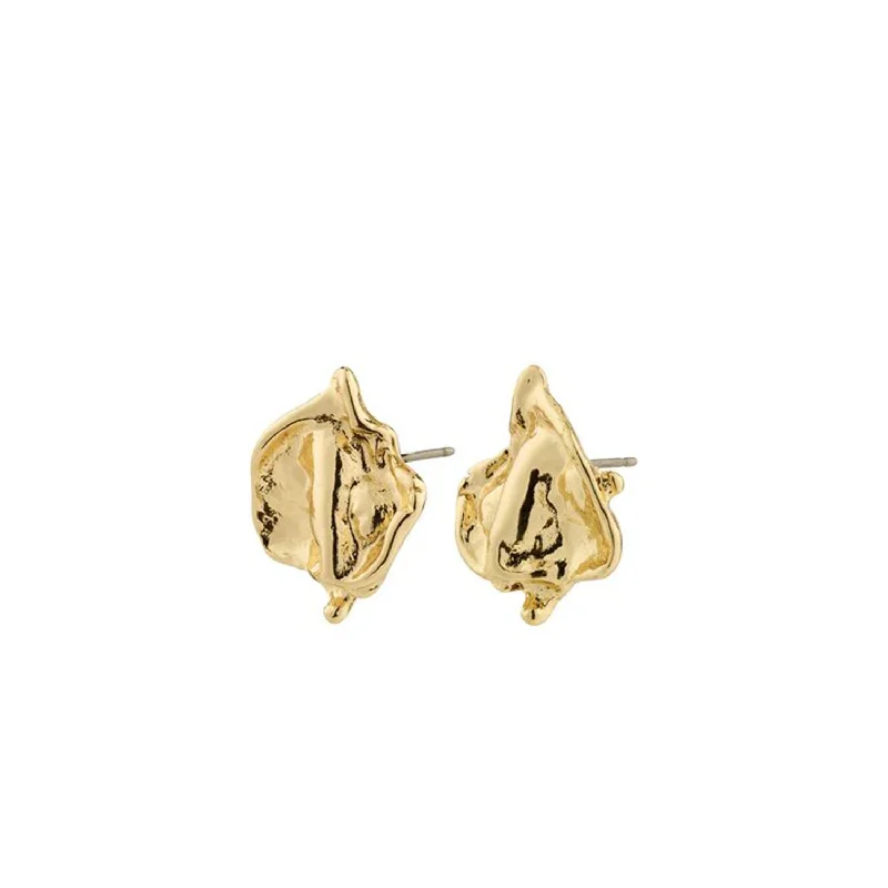 Pilgrim Lavender Statement Stud Earrings, Gold