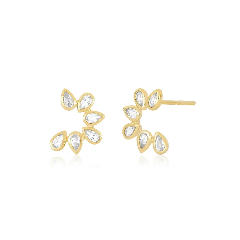 Multi White Quartz Pear Stud Earrings