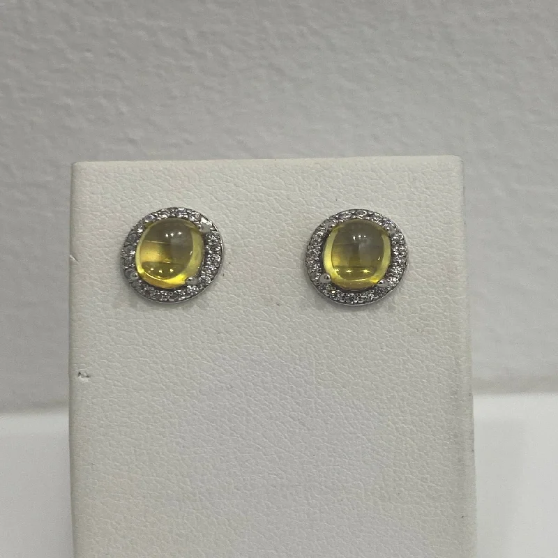 Pave Set Stud Earrings Sterling Silver