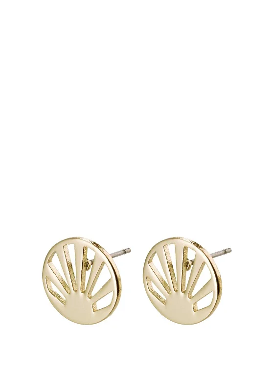 Pilgrim Fire Sun Motif Stud Earrings, Gold