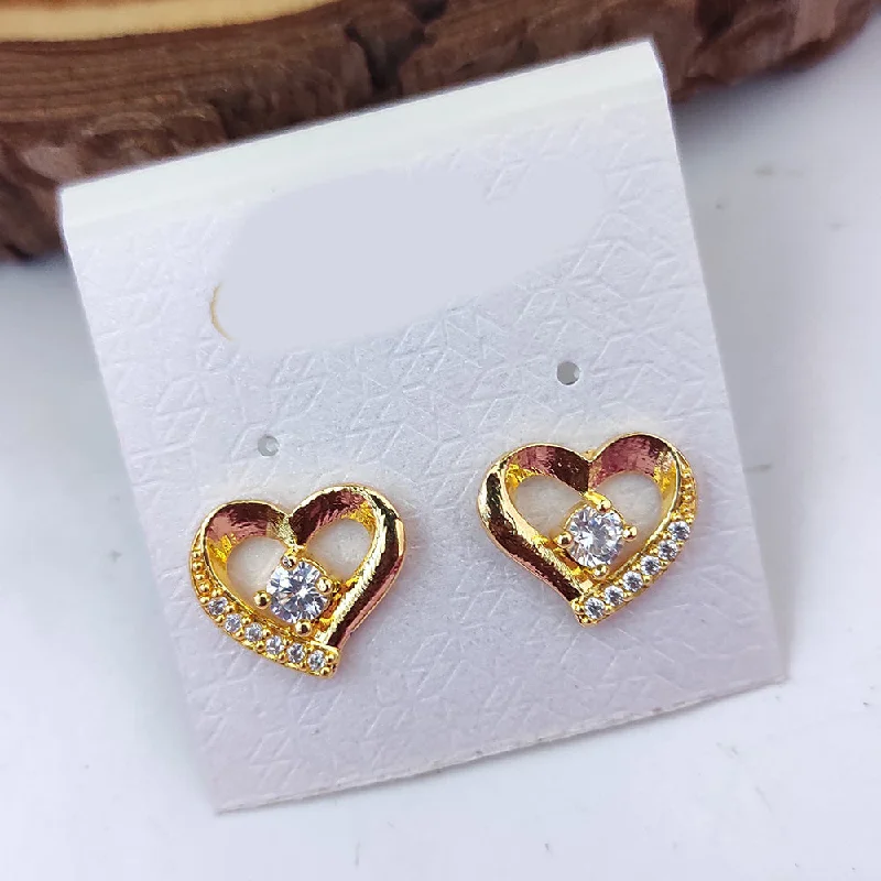 Raj Creations Gold Plated Austrian Stone Heart Shape Stud Earrings