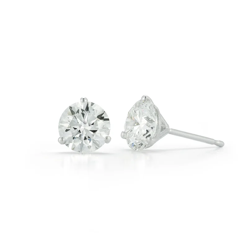 Round Diamond Solitaire Stud Earrings