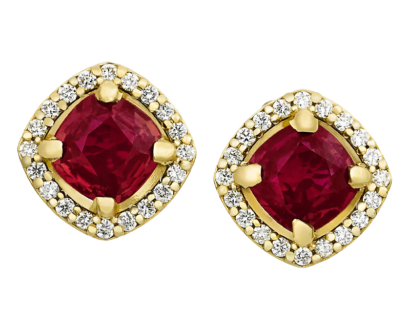 Ruby Stud Earrings, 2.14 Carats