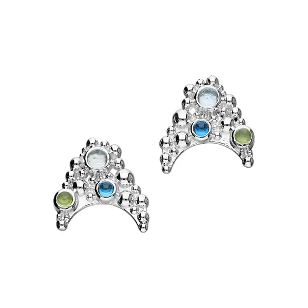 Seafoam Silver Stone Stud Earrings CE452