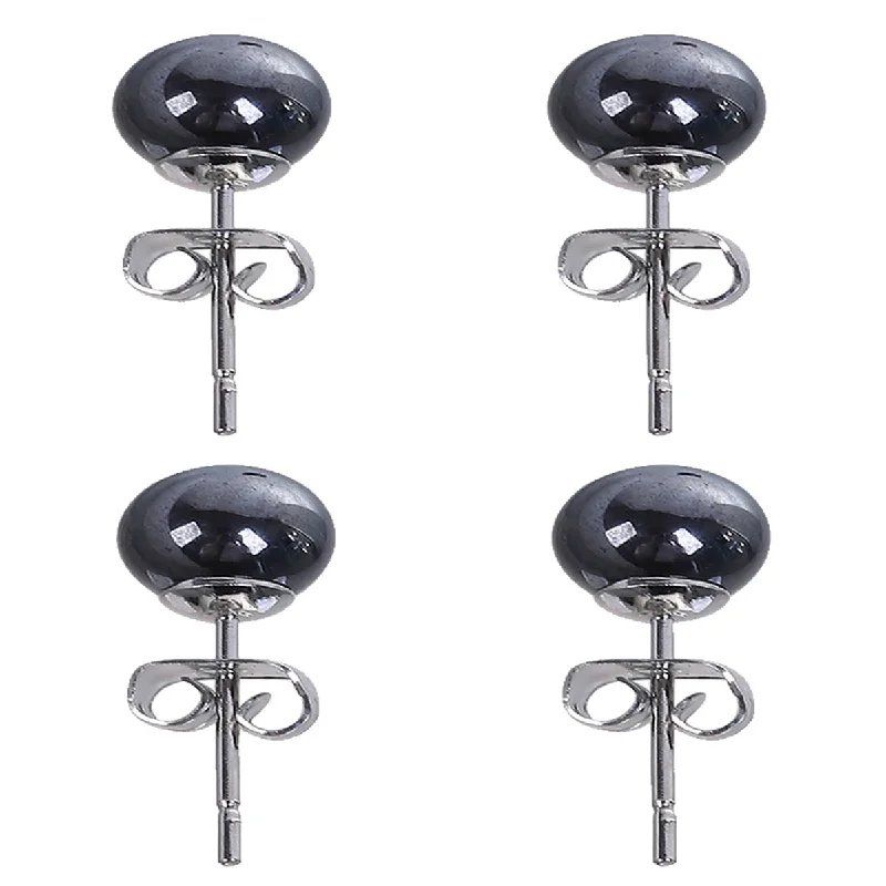 Sexy sparkles 2 Pairs Stainless Steel Hematite Ear Post Round ball Stud Earrings Gunmetal Black for Women Men