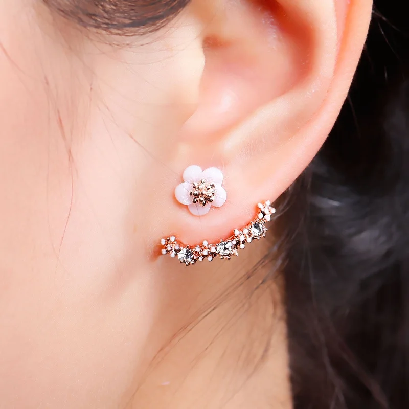 Sexy Sparkles Ear Jacket Stud Earrings Back Ear Cuffs Stud Earring