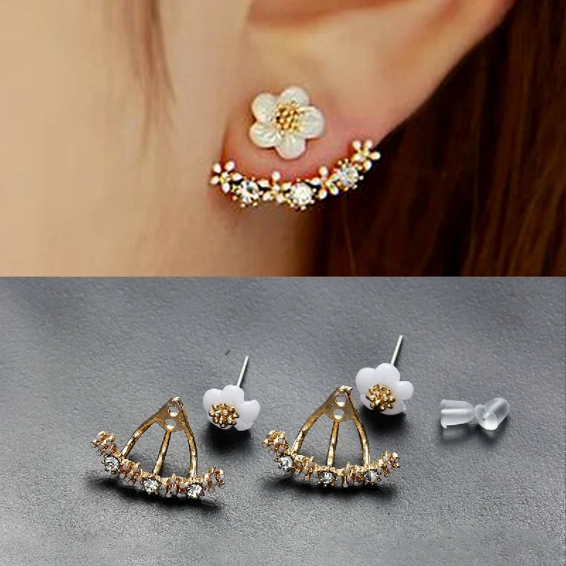 Sexy Sparkles Ear Jacket Stud Earrings Back Ear Cuffs Stud Earring