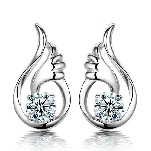 Sexy Sparkles wings Ear Post Stud Earrings Cubic Zirconia women girls teens jewelry