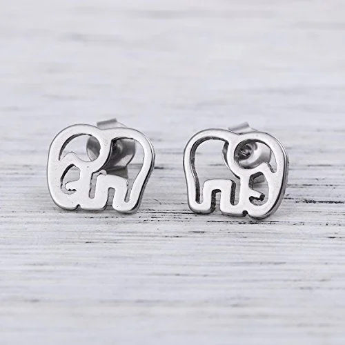 Sexy Sparkles stainless steel Elephant  stud earrings for women girls