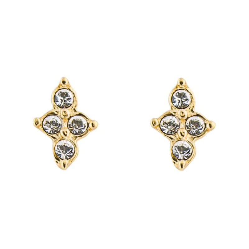 Small Flower CZ Stud Earrings - Silver Gold Plated