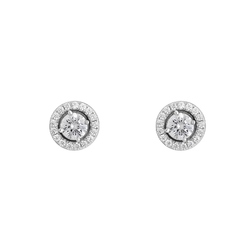 Sterling silver 2 in1 Halo stud earrings 37601