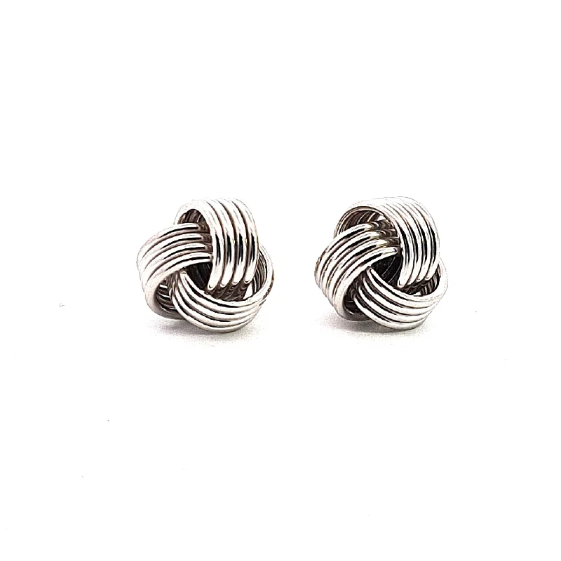 Sterling silver wool knot stud earrings, 12mm diameter 37649